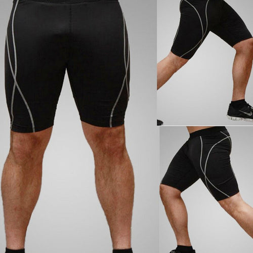 2pcs Men's Elastic Tight Sports Shorts Male Fitness Short Pants