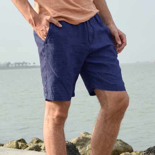 Cotton M-4XL Men Casual Shorts Knee Length Elastic Waist Slim Fitness Straight Joggers Sweatpants Male Basic Solid Color White