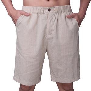 Cotton M-4XL Men Casual Shorts Knee Length Elastic Waist Slim Fitness Straight Joggers Sweatpants Male Basic Solid Color White