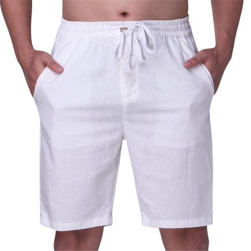 Classic M-4XL Men Casual Shorts Cotton Knee-Length Drawstring Pockets Joggers Sporting Beach Bermuda Shorts Male Solid Color