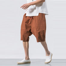 Load image into Gallery viewer, 2018 Summer Men Shorts Casual Cotton Linen Loose Fitness Joggers Bermuda Fashion Patchwork Knee Length Baggy Drawstring Hombre