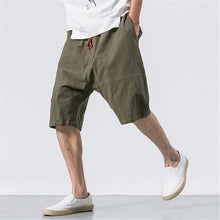 Load image into Gallery viewer, 2018 Summer Men Shorts Casual Cotton Linen Loose Fitness Joggers Bermuda Fashion Patchwork Knee Length Baggy Drawstring Hombre