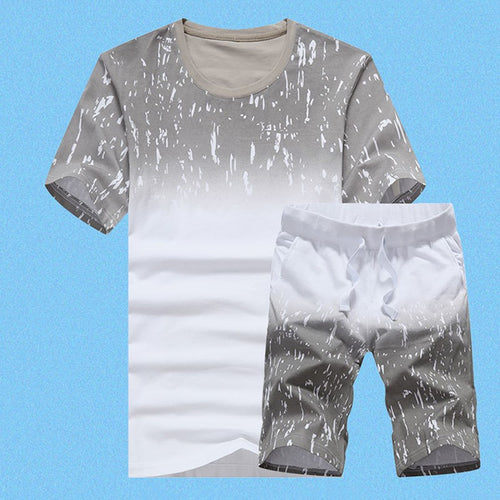 Jamickiki New Summer Fashion Men's Short Sleeve T Shirt Suit. 5 Colors (Coat+pants)