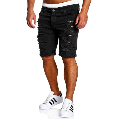 Fashion Summer Tide Men's Casual Jeans Shorts Hole Washed Denim Slim Shorts