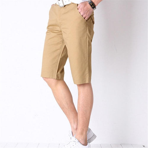 Fashion Mens Shorts Casual Cotton Slim Bermuda Masculina Beach Joggers Trousers Knee Length